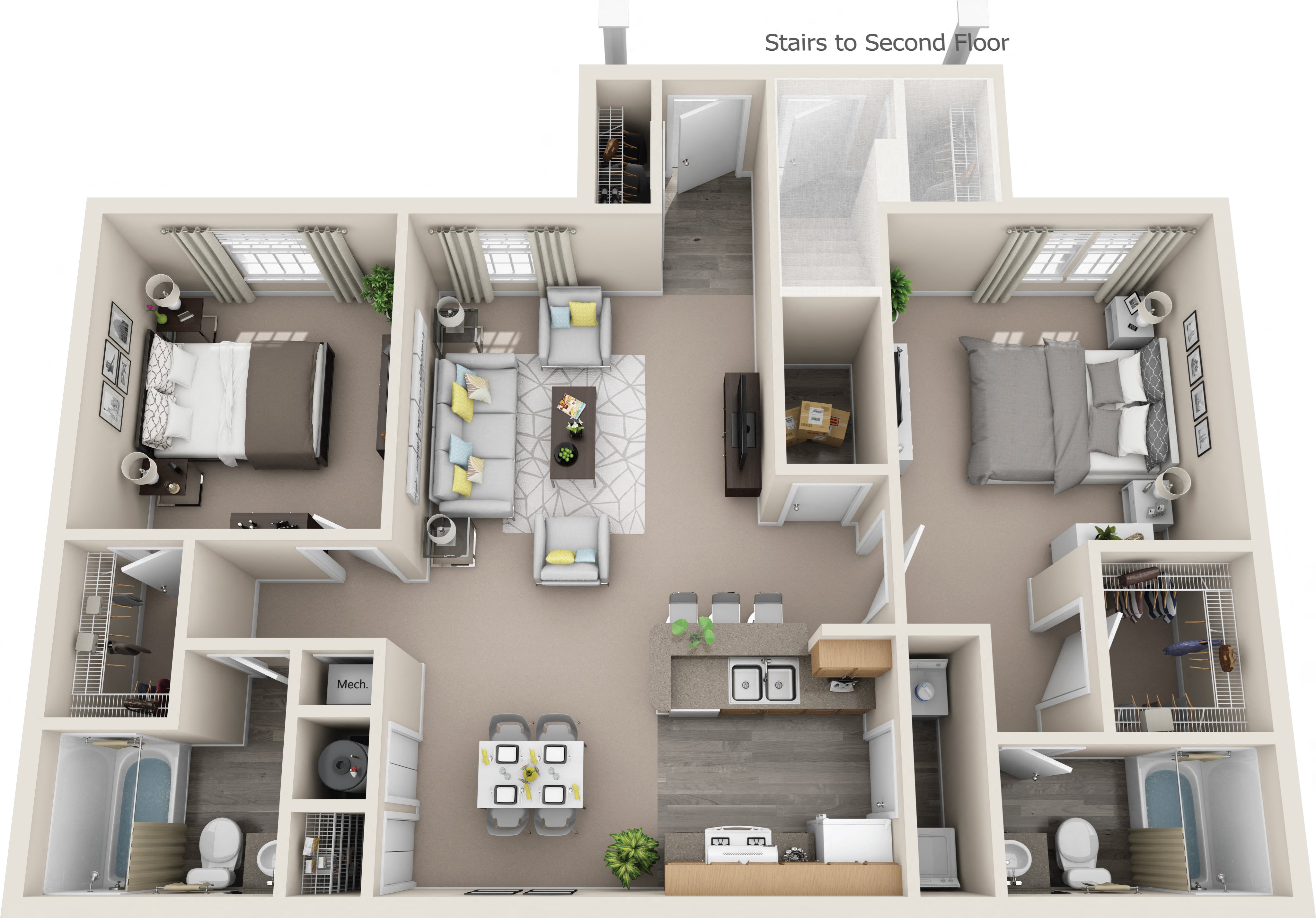 Two Bedroom Two Bath Floor Plan 2